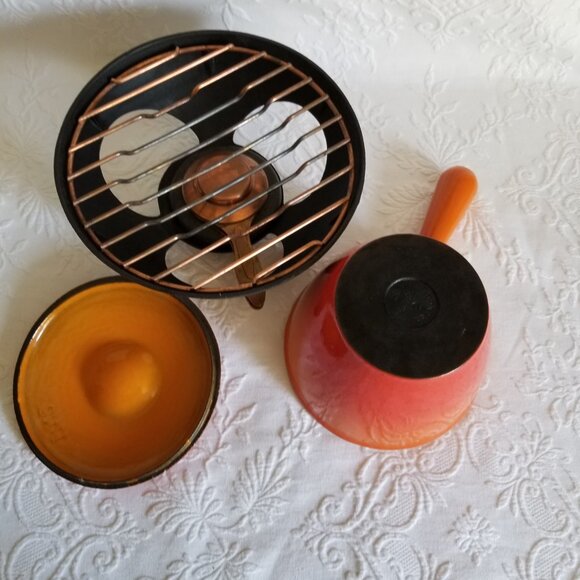 Le Creuset Fondue Pot Enamel Cast Iron With Base Vintage - Picture 5 of 9